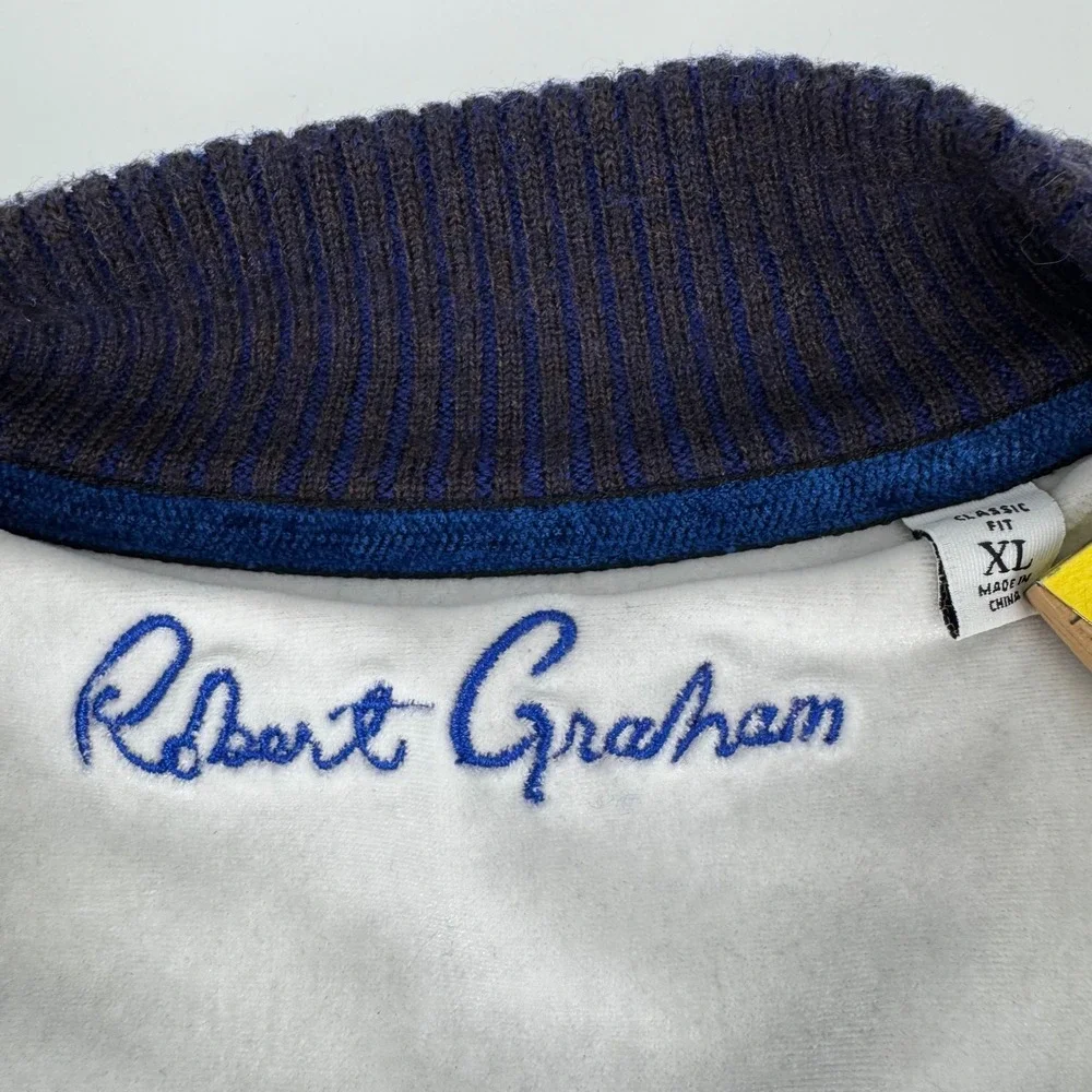 Robert Graham Quarter Zip Sweater Mens XL‎ Blue Wool Blend Classic Fit